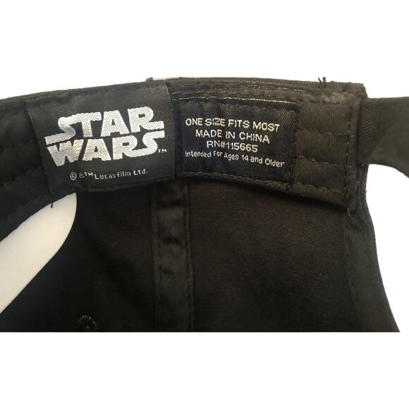 Vintage Black & White Embroidered Star Wars Logo Adjustable Ball Cap One Size - Picture 8 of 8